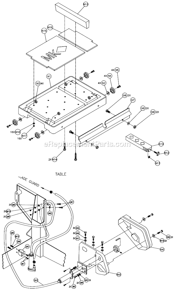 Page D Diagram and Parts List for MK-5013G  MK Diamond Concrete Saw